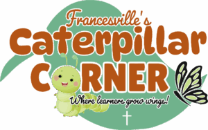 A brown background with an image of a caterpillar.